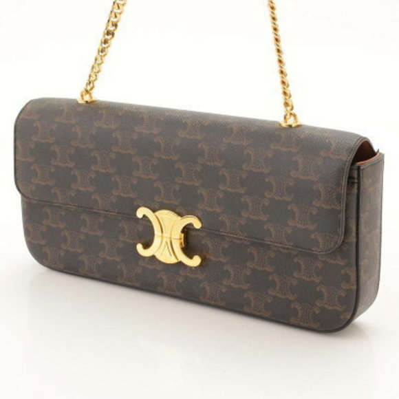 Celine Matsuzakaya Triomphe Canvas Chain Shoulder Bag Brown - Picture 2 of 9